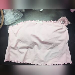 Pink Ruffled Strapless Top